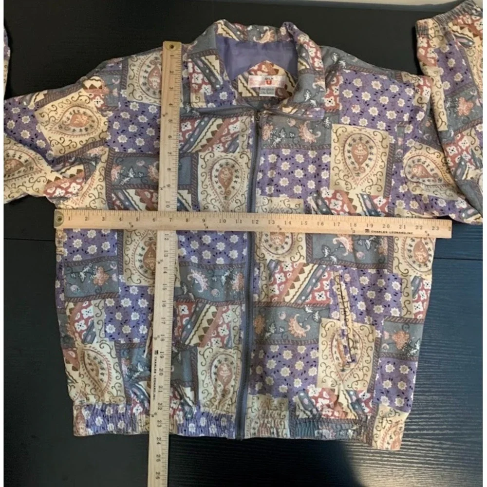 Vintage‎ Xposure Multicolor Full Zip Silk Jacket Boho Women's Medium